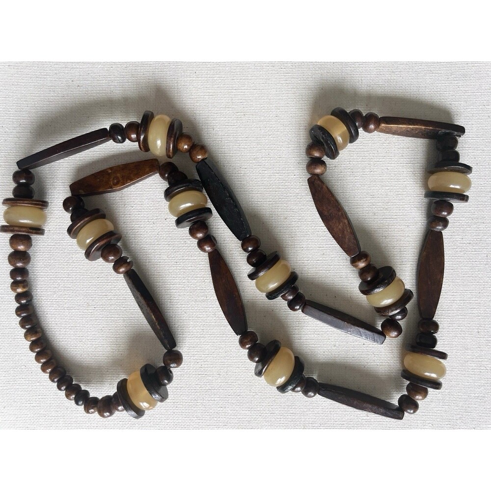 Organic Modern Carved Stone Bead Necklace Artisan Tribal Anthropologie Style